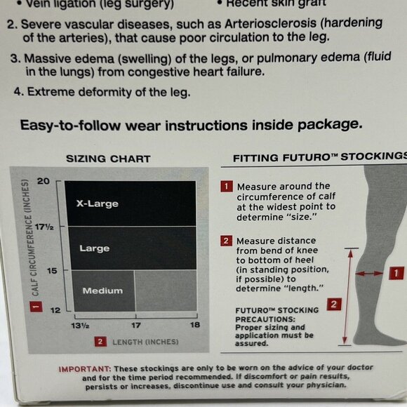 Futuro Stockings Unisex M Anti Embolism Knee Length Closed Toe White 71055 5 PK - Picture 4 of 4